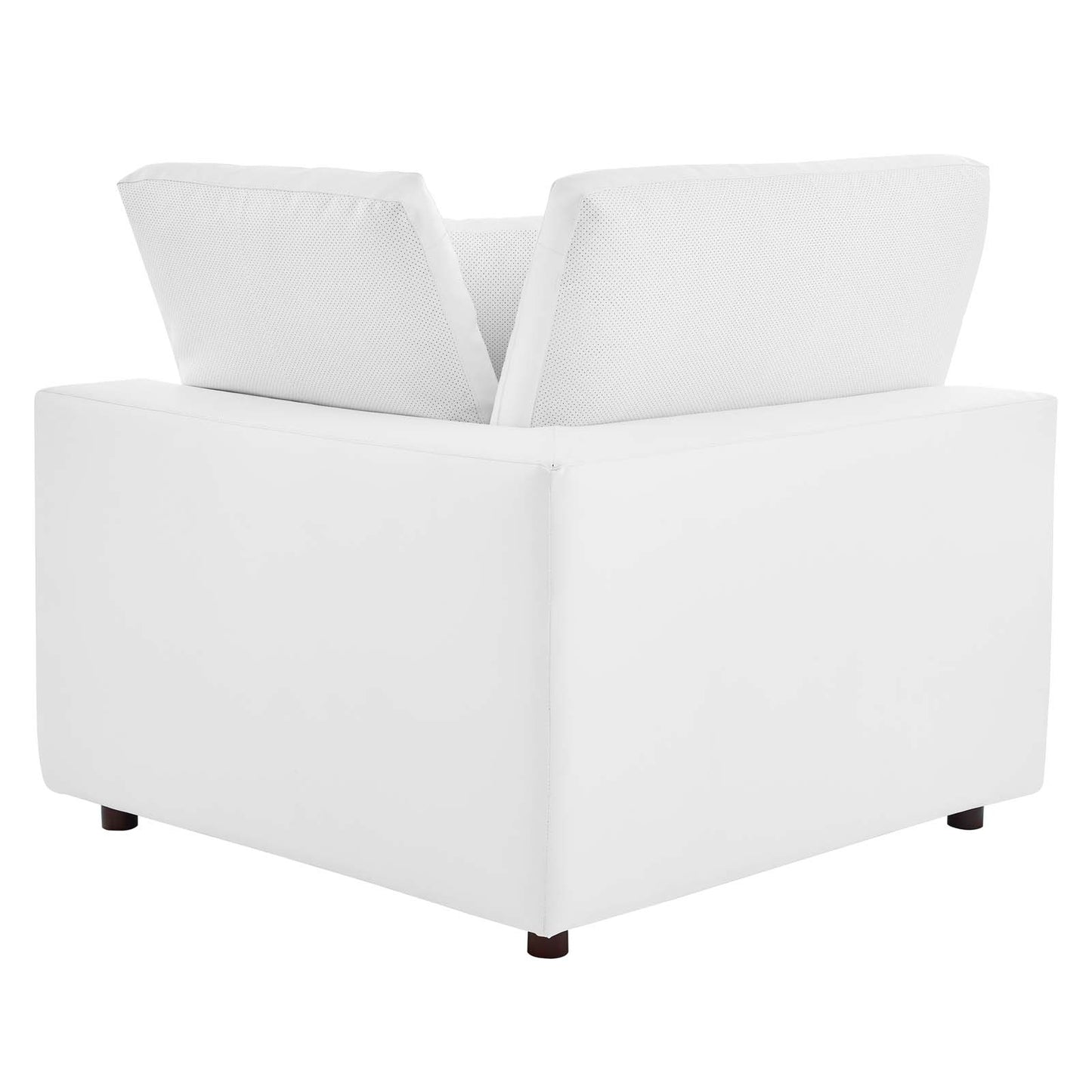 Commix Down Filled Overstuffed Vegan Leather Corner Chair White EEI-4696-WHI