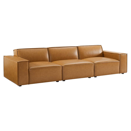 Restore Vegan Leather 3-Piece Sofa Tan
