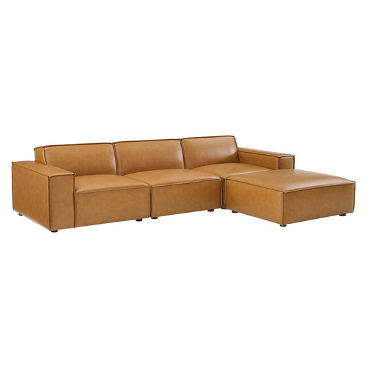 Restore 4-Piece Vegan Leather Sectional Sofa Tan