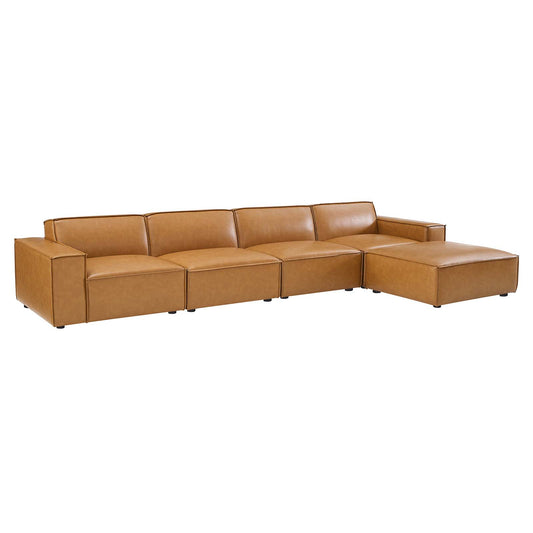 Restore 5-Piece Vegan Leather Sectional Sofa Tan