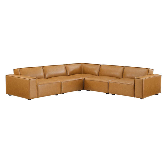 Restore 5-Piece Vegan Leather Sectional Sofa Tan