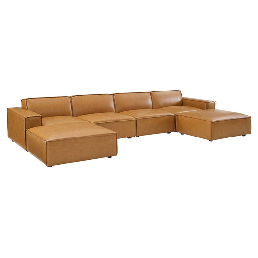 Restore 6-Piece Vegan Leather Sectional Sofa Tan