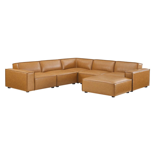 Restore 6-Piece Vegan Leather Sectional Sofa Tan