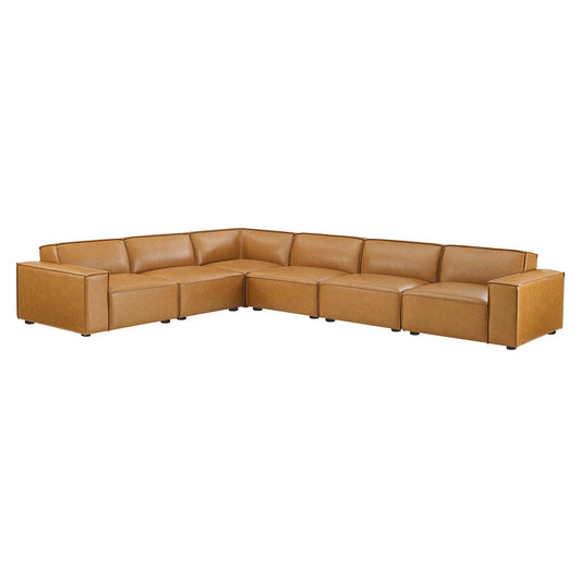 Restore 6-Piece Vegan Leather Sectional Sofa Tan