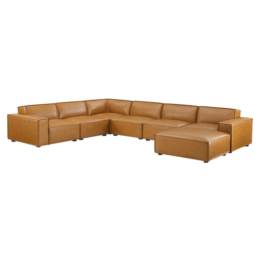 Restore 7-Piece Vegan Leather Sectional Sofa Tan