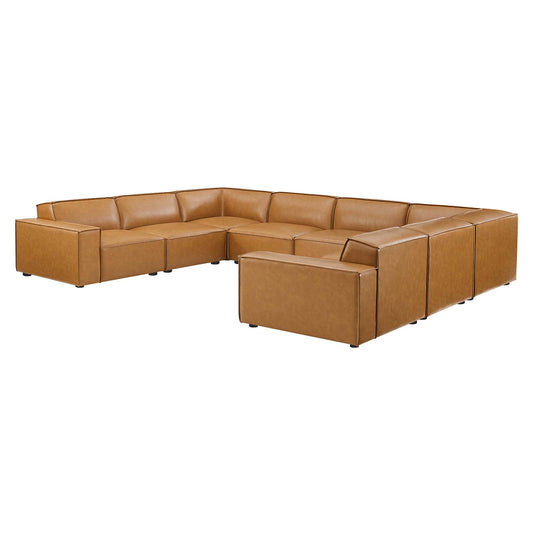 Restore 8-Piece Vegan Leather Sectional Sofa Tan
