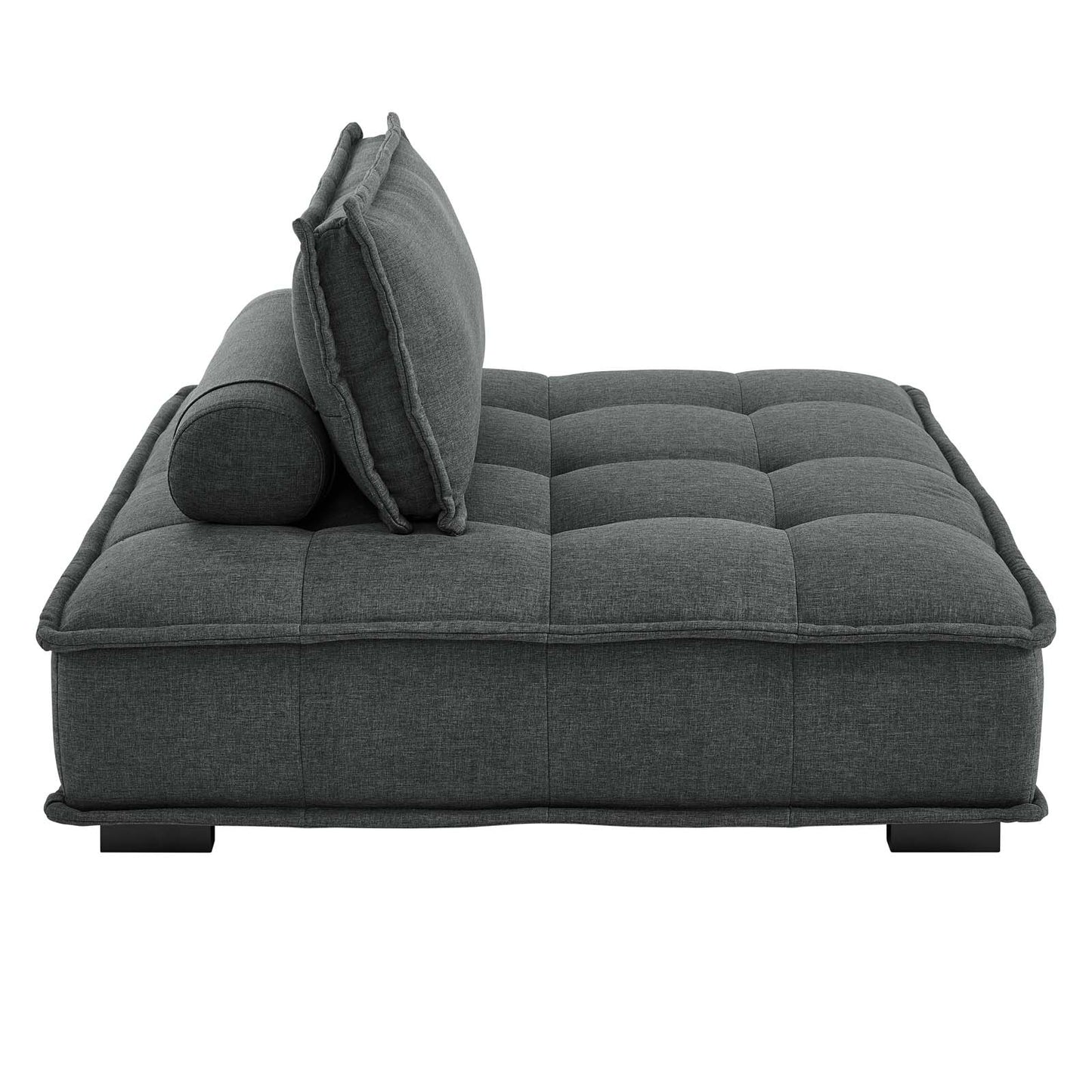 Saunter Tufted Fabric Armless Chair Gray EEI-4725-GRY