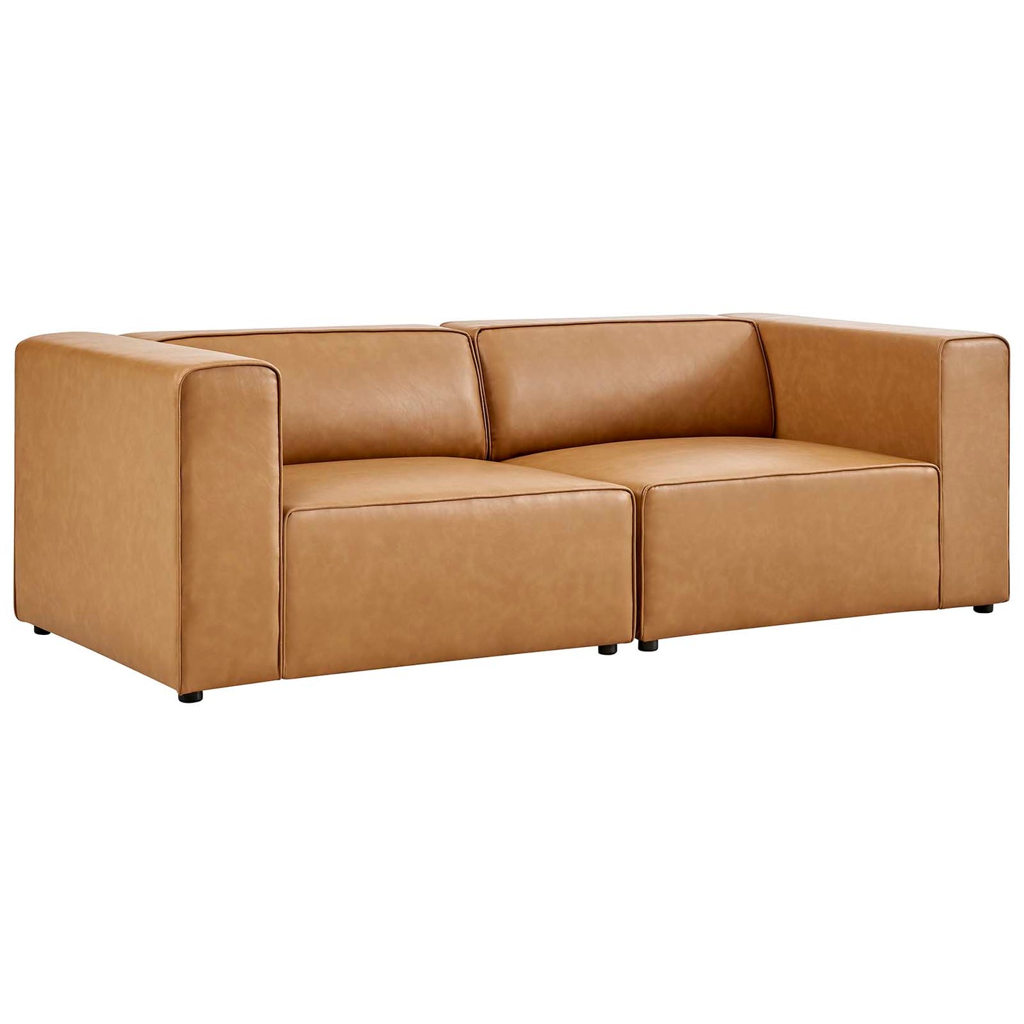 Mingle Vegan Leather 2-Piece Sectional Sofa Loveseat Tan EEI-4788-TAN