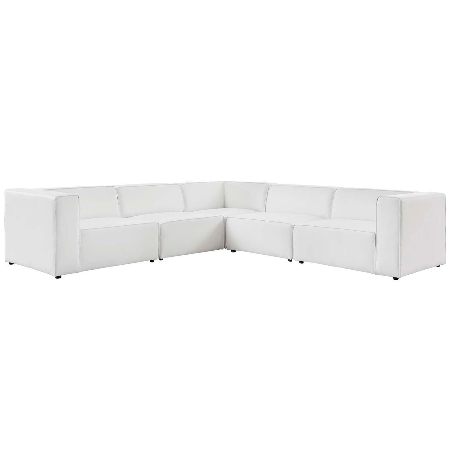Mingle Vegan Leather 5-Piece Sectional Sofa White EEI-4795-WHI
