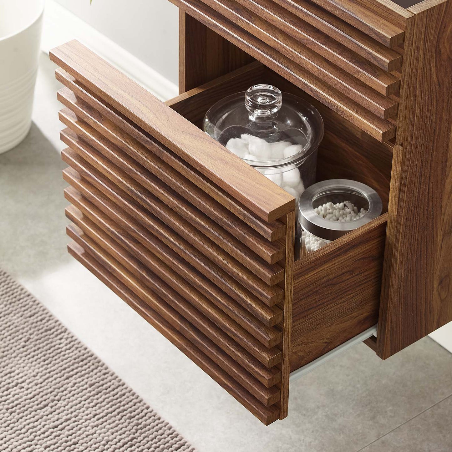 Render 18" Wall-Mount Bathroom Vanity Cabinet (Sink Basin Not Included) Walnut