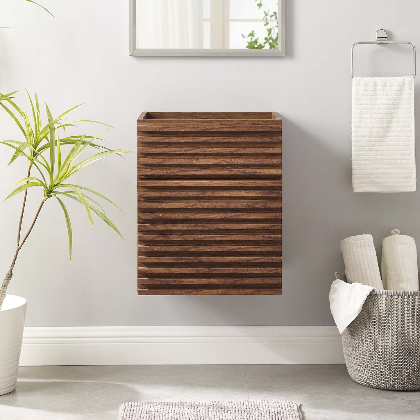 Render 18" Wall-Mount Bathroom Vanity Cabinet (Sink Basin Not Included) Walnut
