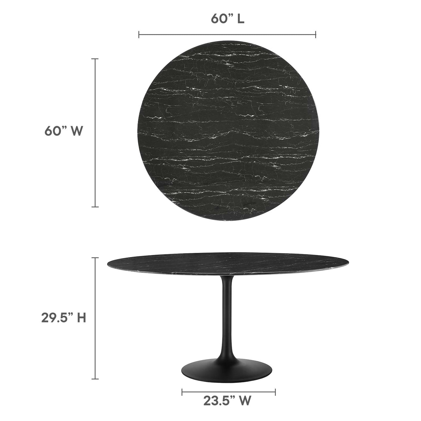 Lippa 60" Round Artificial Marble & Wood Grain Dining Table