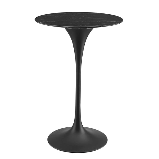 Lippa 28" Artificial Marble Bar Table Black Black EEI-4892-BLK-BLK