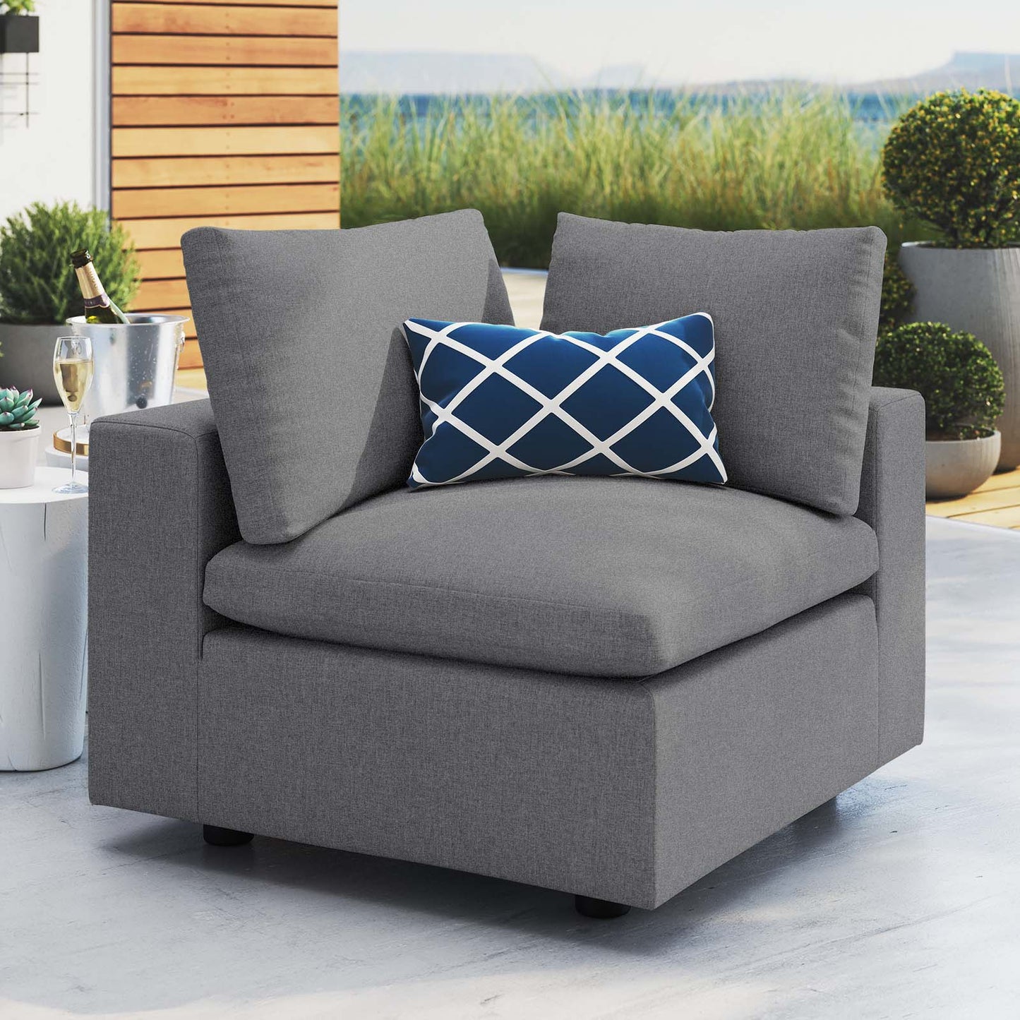 Commix Overstuffed Outdoor Patio Corner Chair