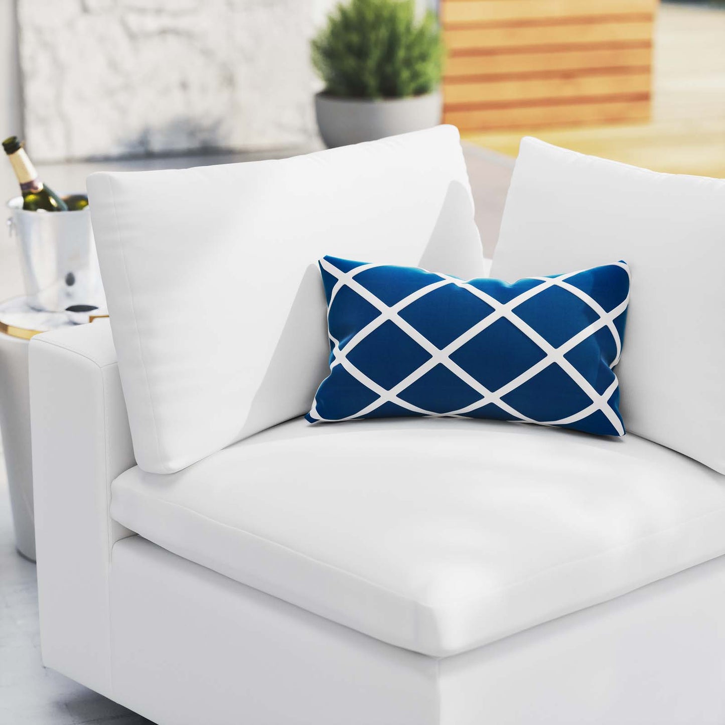 Commix Sunbrella® Outdoor Patio Corner Chair White EEI-4907-WHI