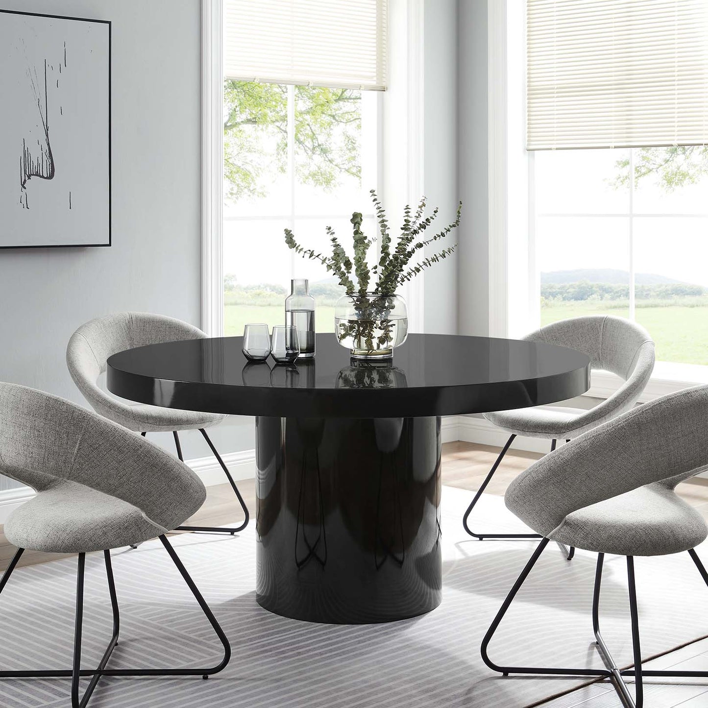 Gratify 60" Round Dining Table Black EEI-4910-BLK