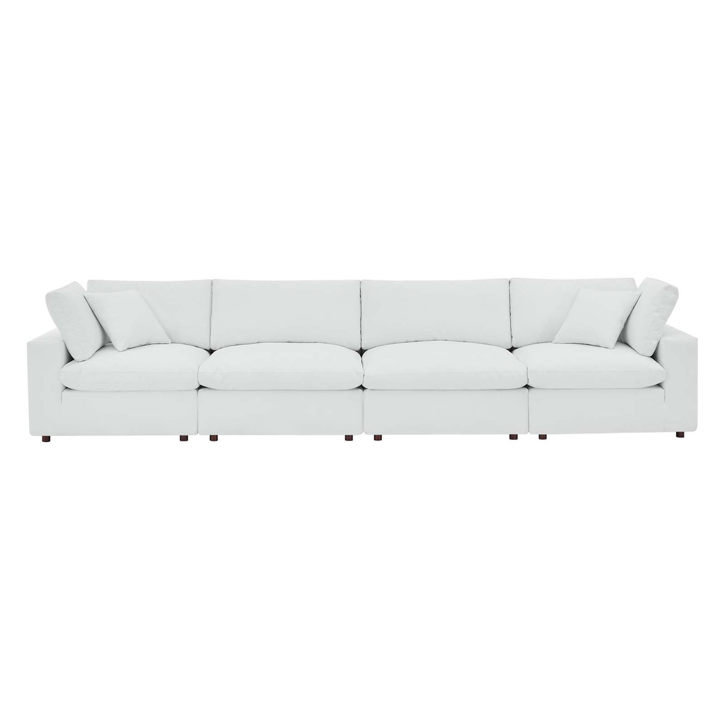 Commix Down Filled Overstuffed Vegan Leather 4-Seater Sofa