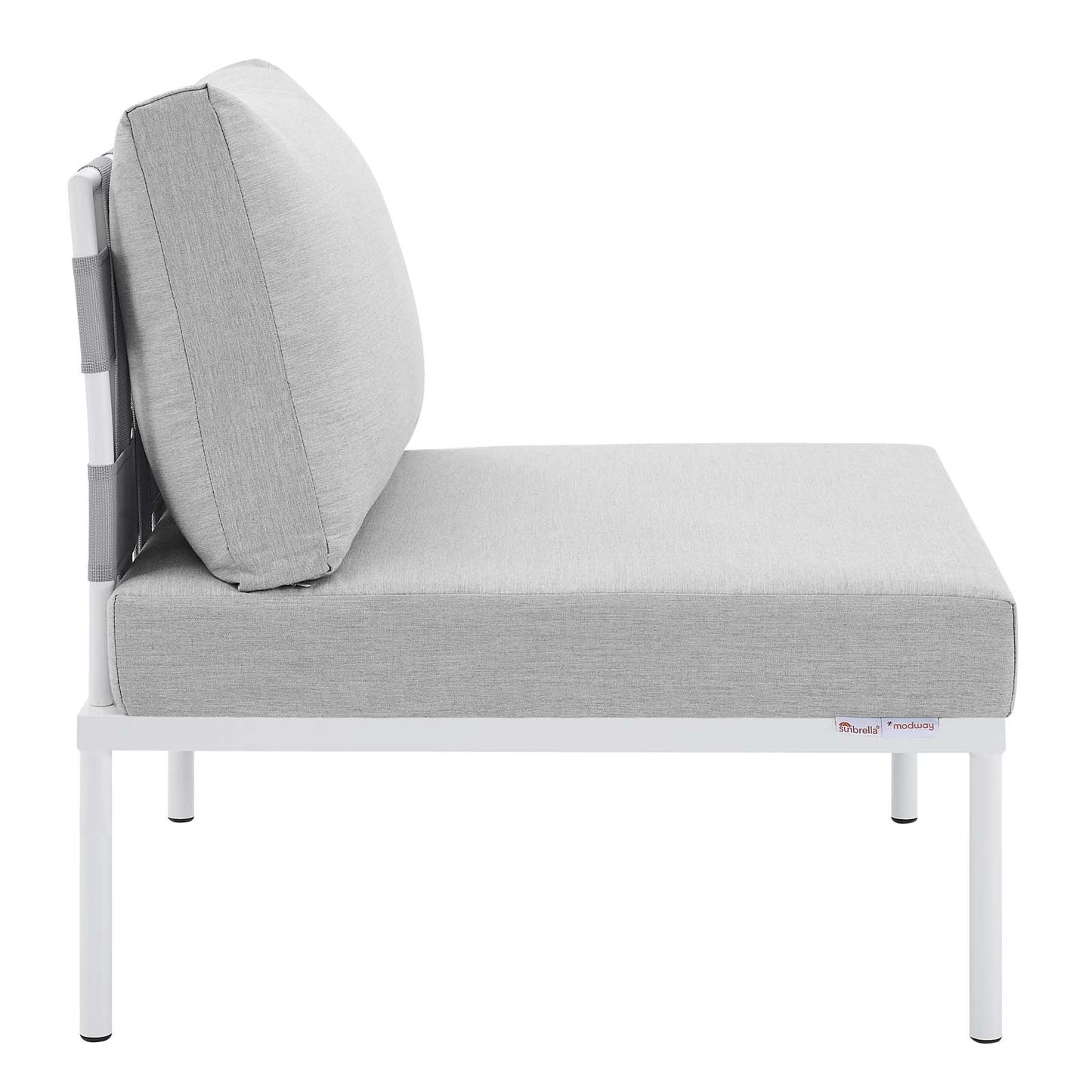 Harmony Sunbrella® Outdoor Patio Aluminum Armless Chair Gray Gray