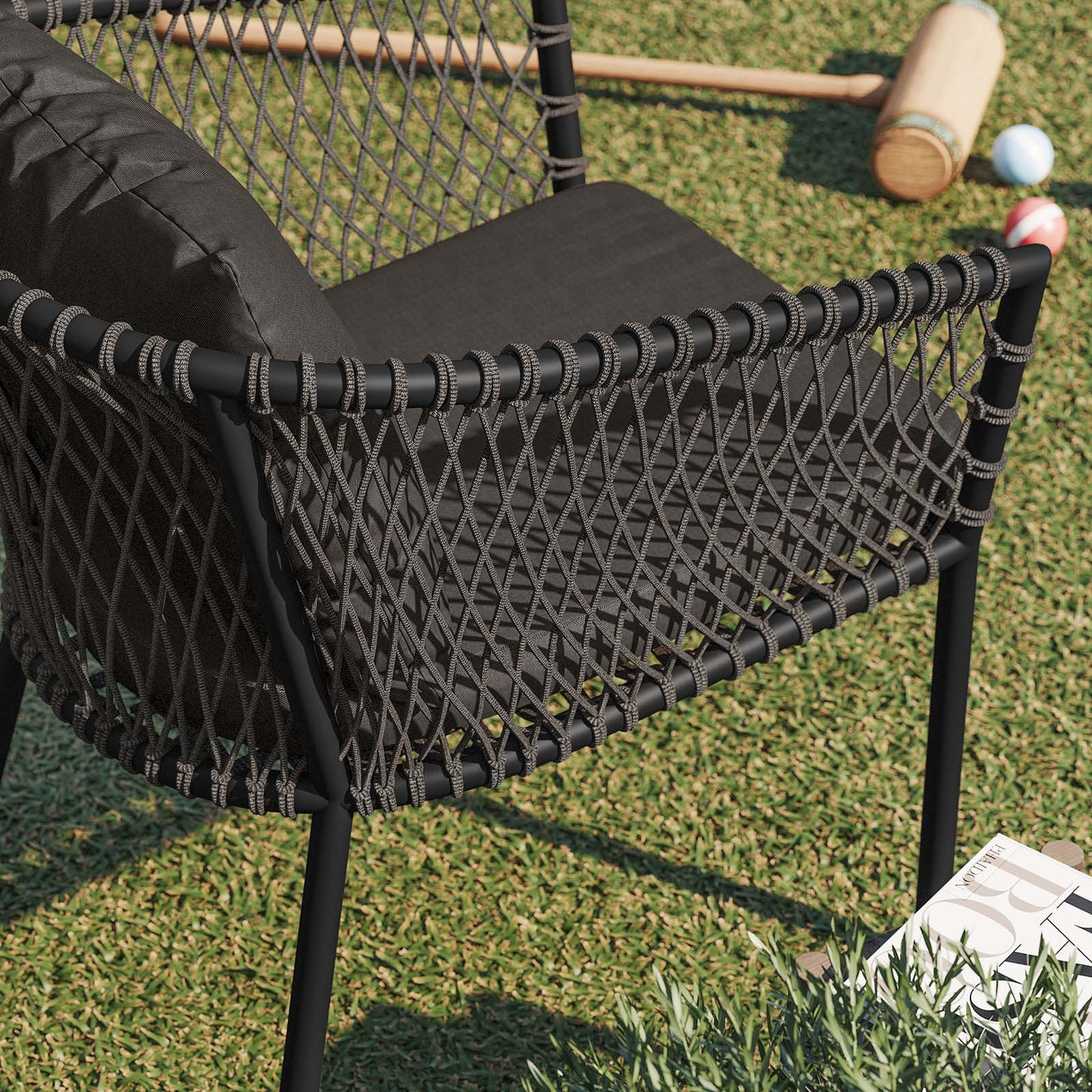 Sailor Outdoor Patio Dining Armchair Charcoal Charcoal