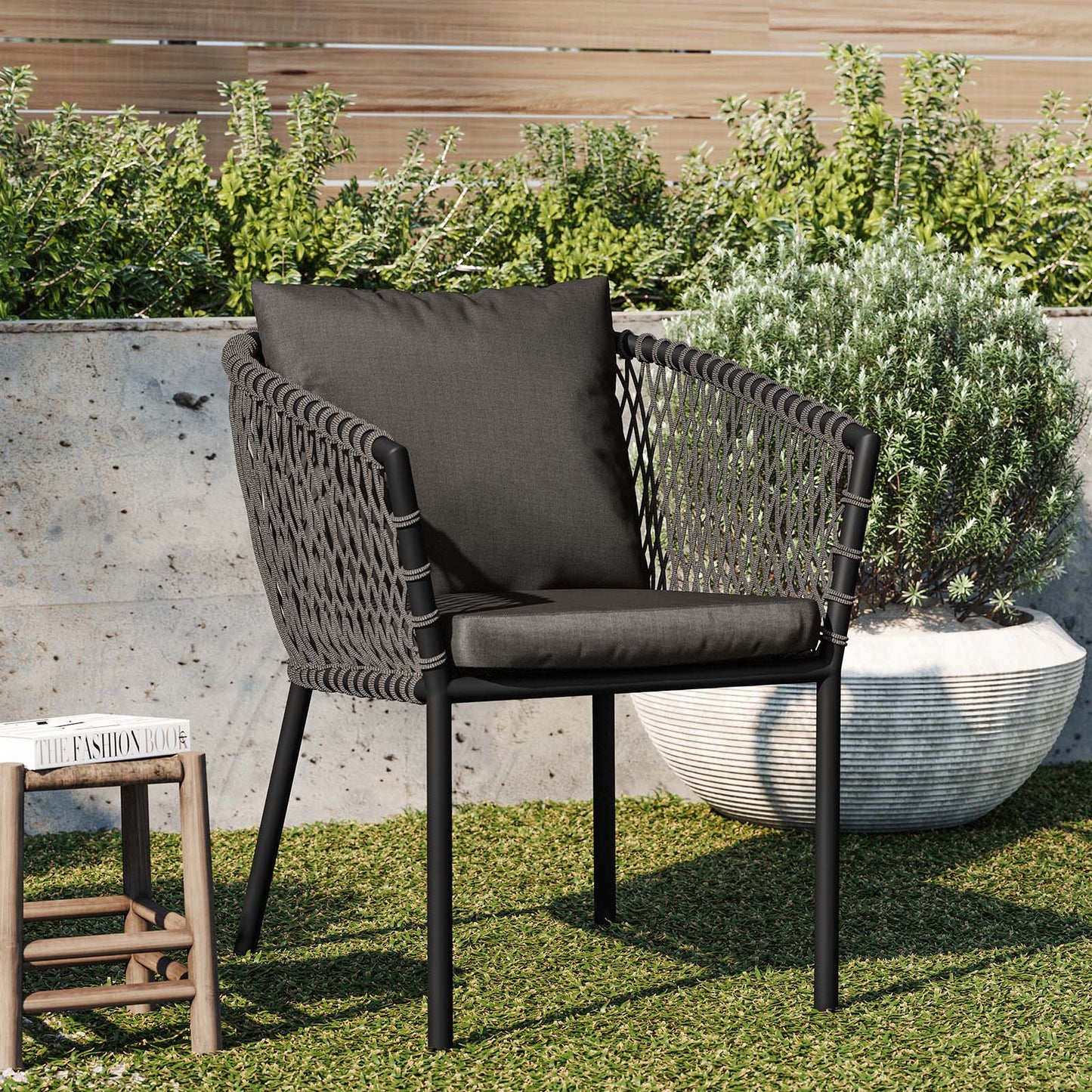 Sailor Outdoor Patio Dining Armchair Charcoal Charcoal