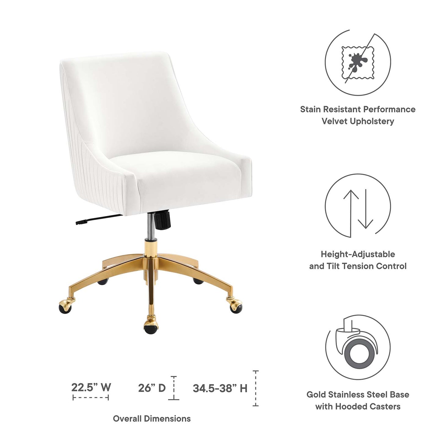 Discern Performance Velvet Office Chair White EEI-5080-WHI
