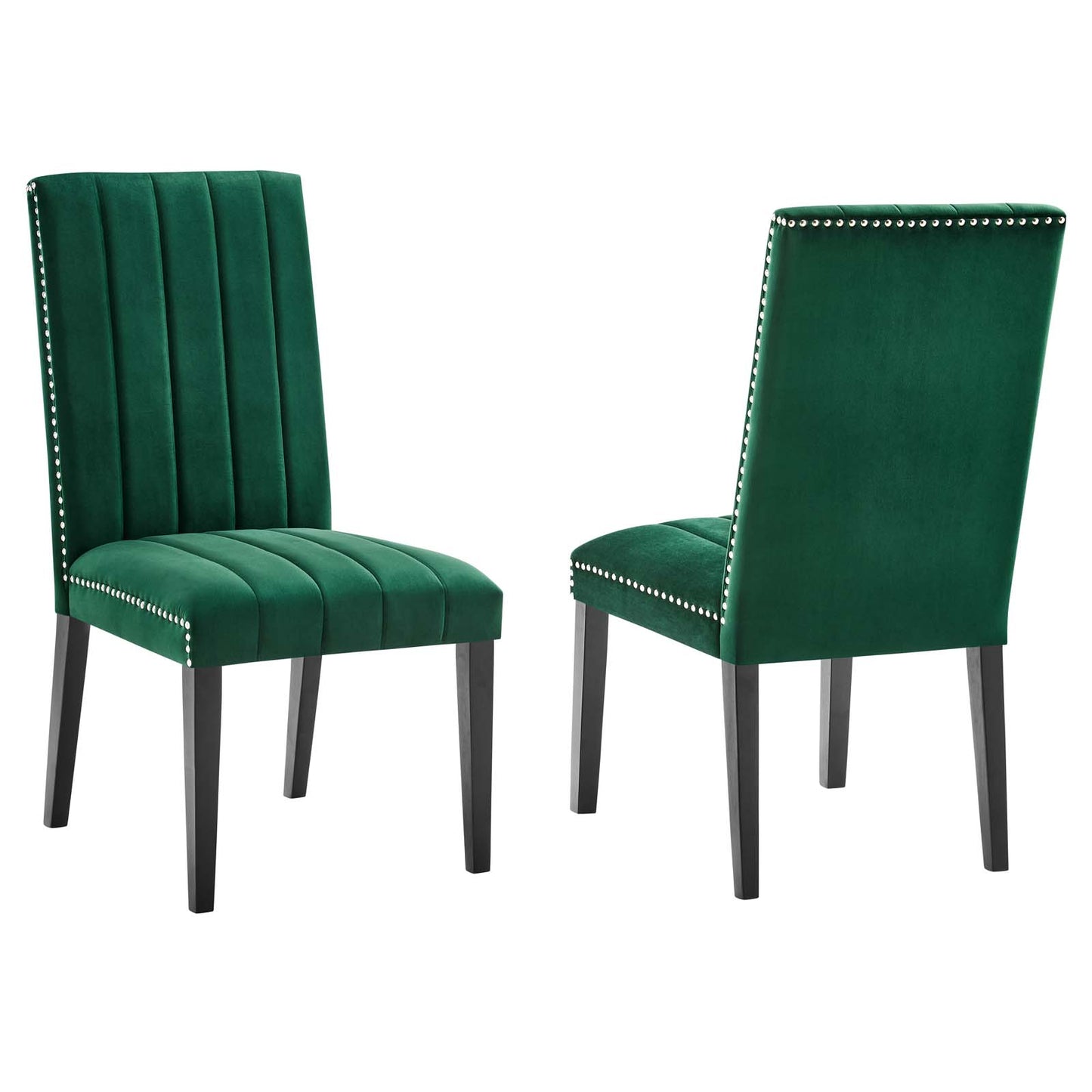 Catalyst Performance Velvet Dining Side Chairs - Set of 2 Green EEI-5081-GRN