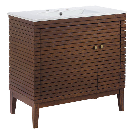 Ledger 36" Bathroom Vanity Walnut White