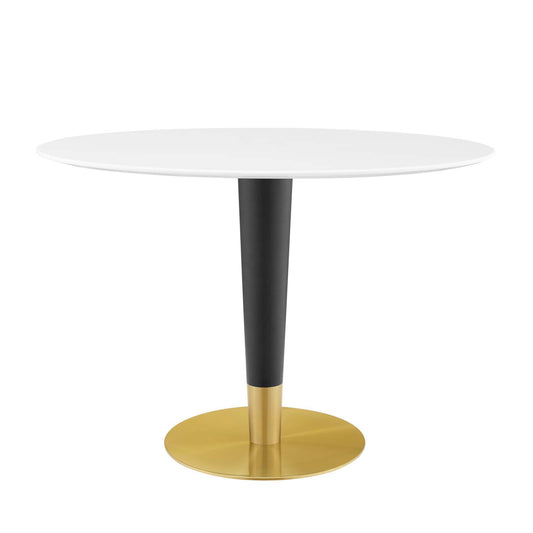 Zinque 42" Oval Dining Table Gold White EEI-5124-GLD-WHI