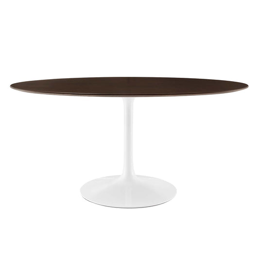 Lippa 60" Oval Cherry Walnut Wood Grain Dining Table White Cherry Walnut
