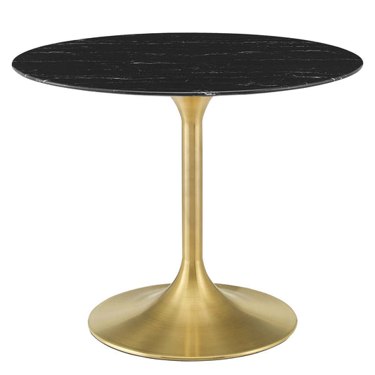 Lippa 40" Artificial Marble Dining Table Gold Black