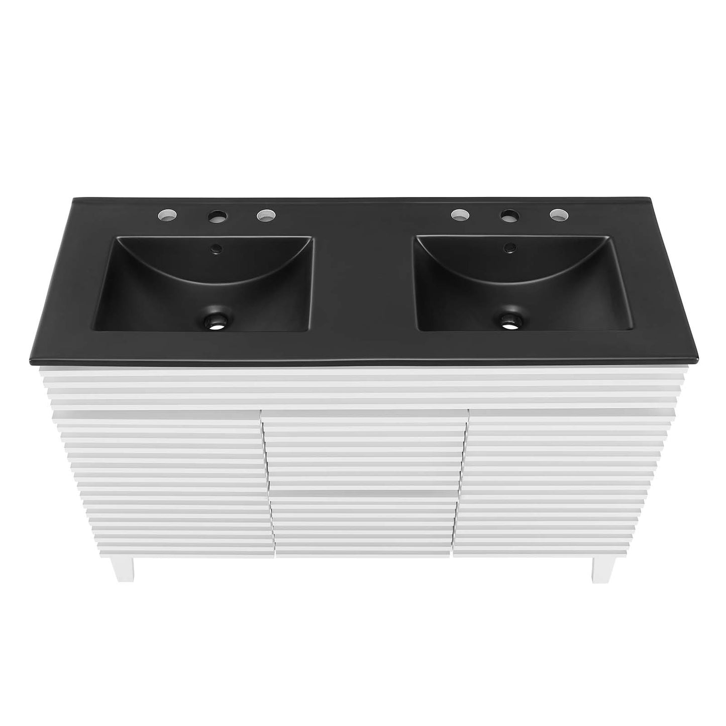 Render 48" Double Sink Bathroom Vanity White Black EEI-5381-WHI-BLK