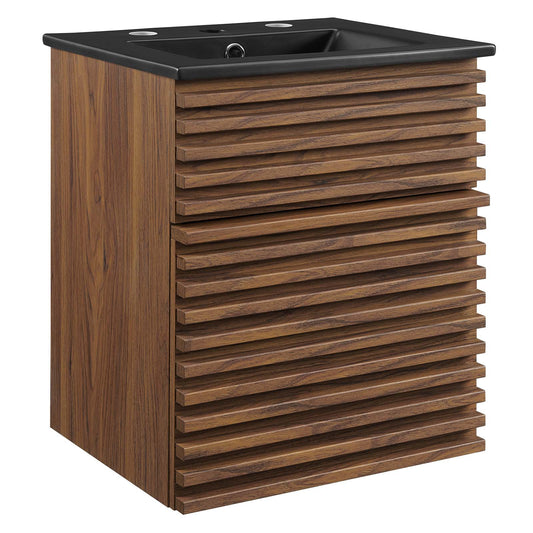 Render 18" Wall-Mount Bathroom Vanity Walnut Black