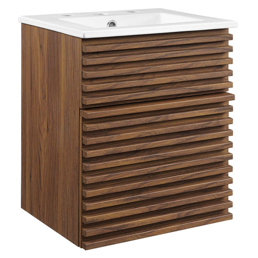 Render 18" Wall-Mount Bathroom Vanity Walnut White
