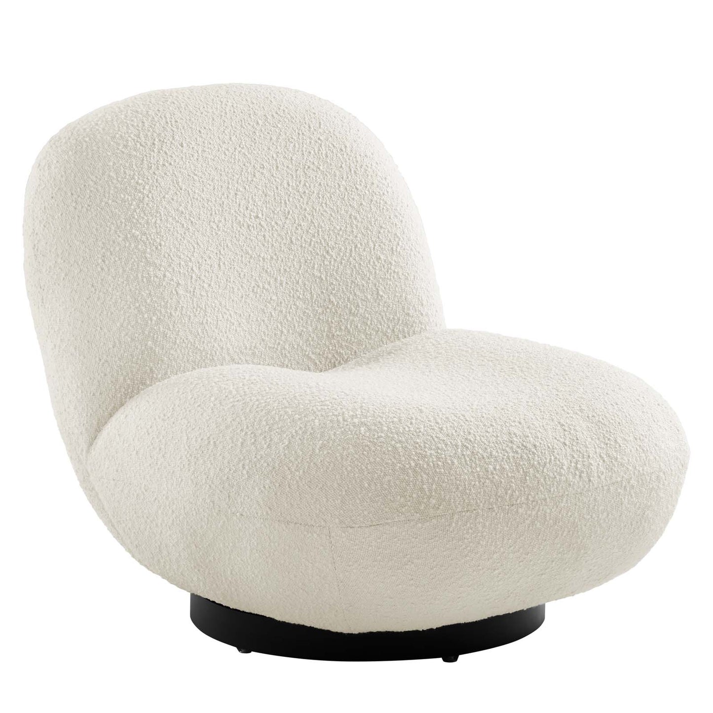 Kindred Boucle Upholstered Upholstered Fabric Swivel Chair Black Ivory