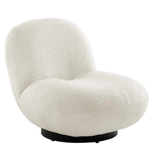 Kindred Boucle Upholstered Upholstered Fabric Swivel Chair Black Ivory