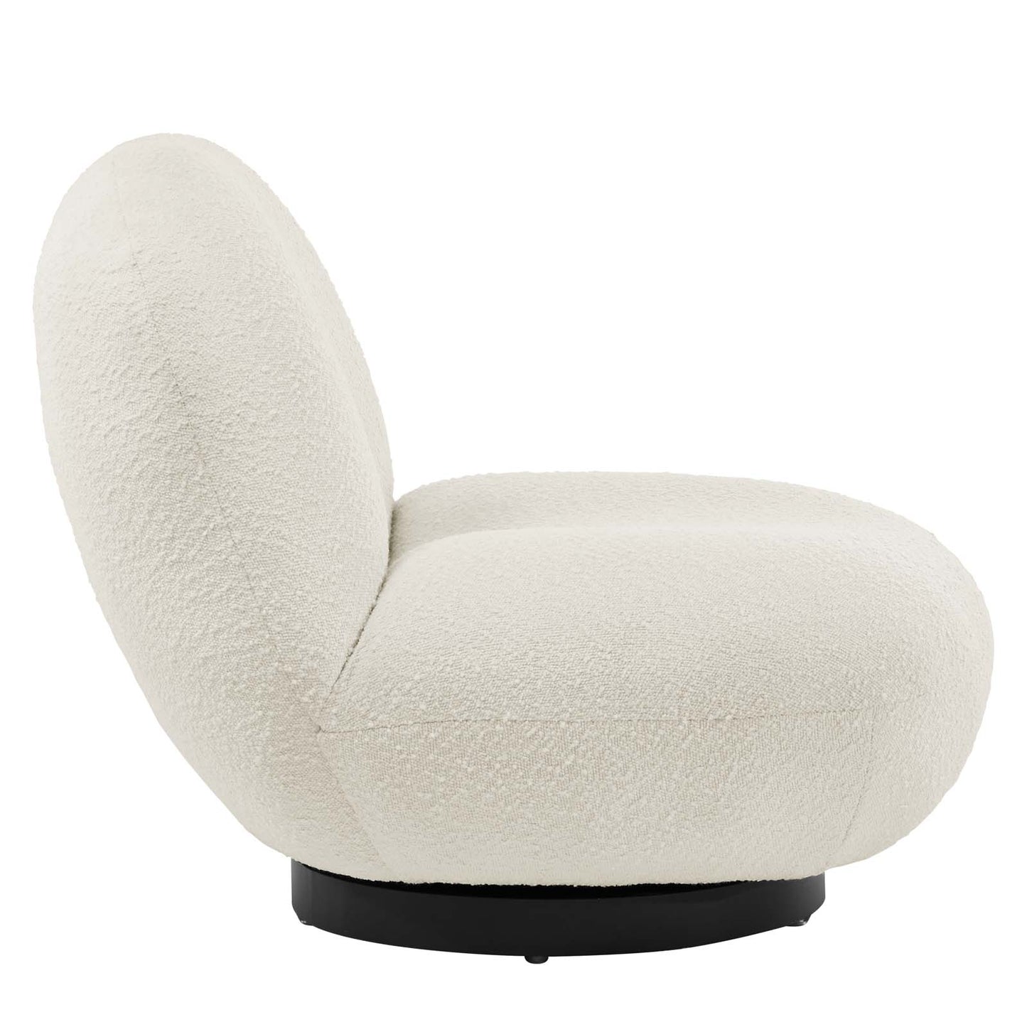 Kindred Boucle Upholstered Upholstered Fabric Swivel Chair Black Ivory