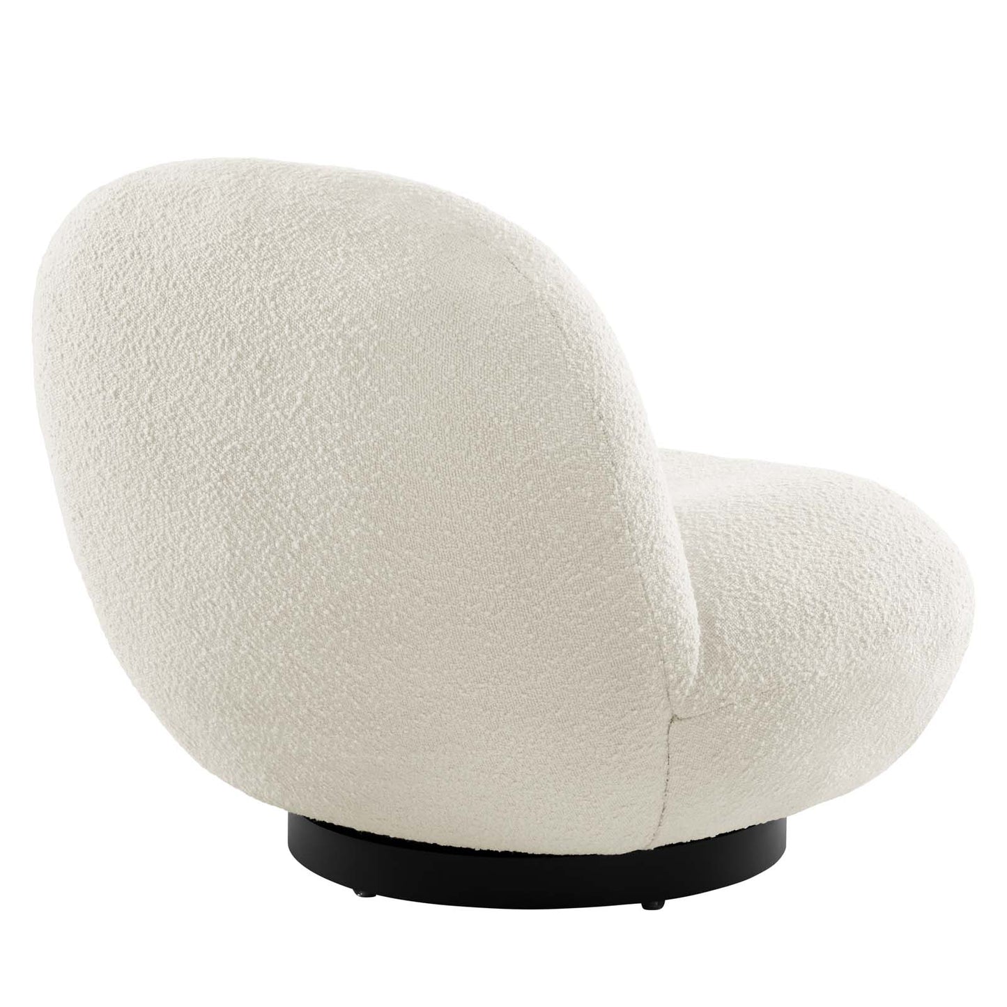 Kindred Boucle Upholstered Upholstered Fabric Swivel Chair Black Ivory
