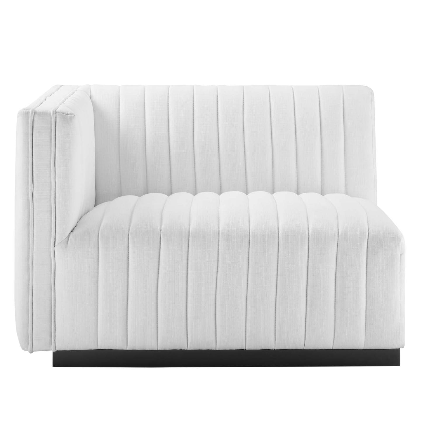 Conjure Channel Tufted Upholstered Fabric Left-Arm Chair Black White EEI-5491-BLK-WHI