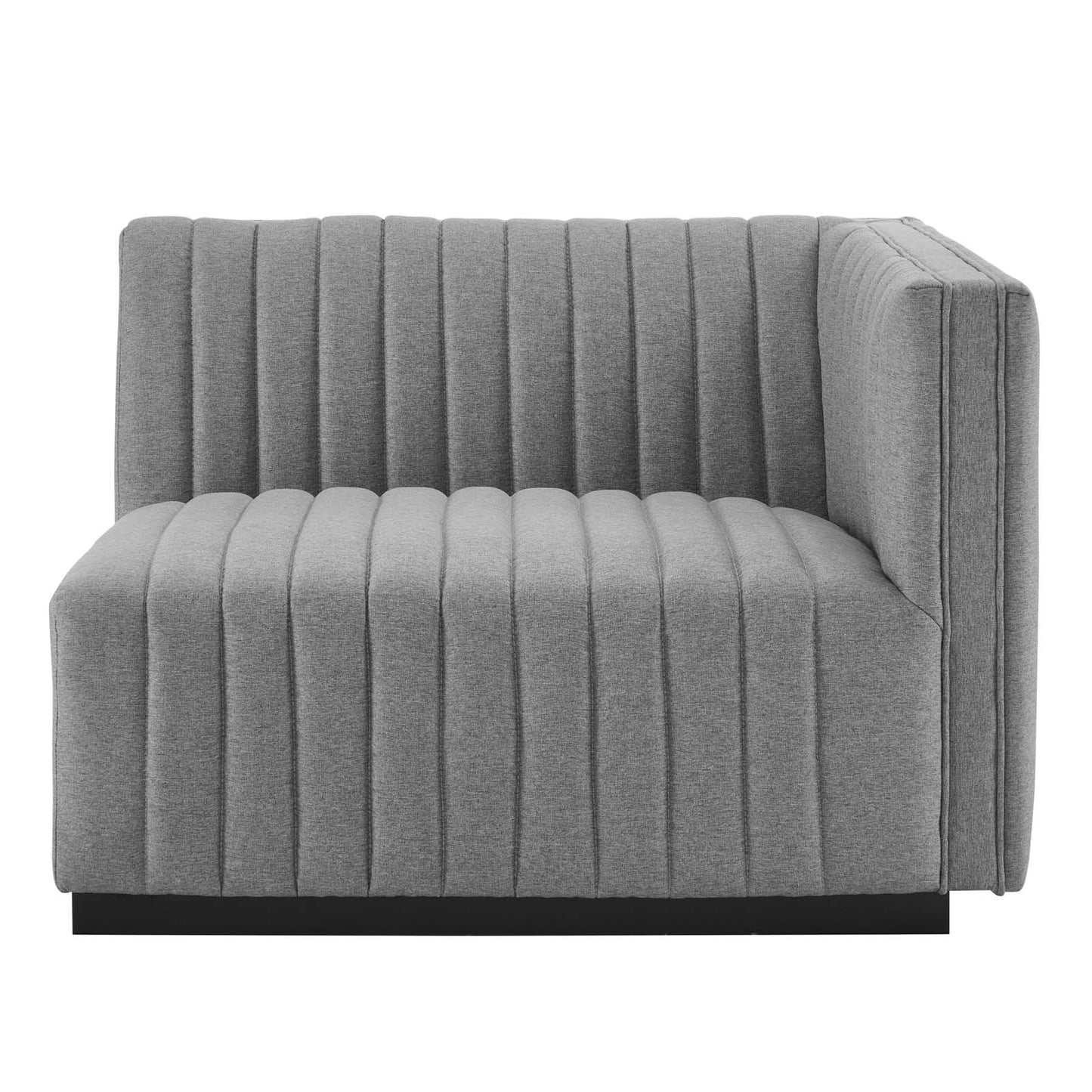 Conjure Channel Tufted Upholstered Fabric Right-Arm Chair Black Light Gray EEI-5493-BLK-LGR