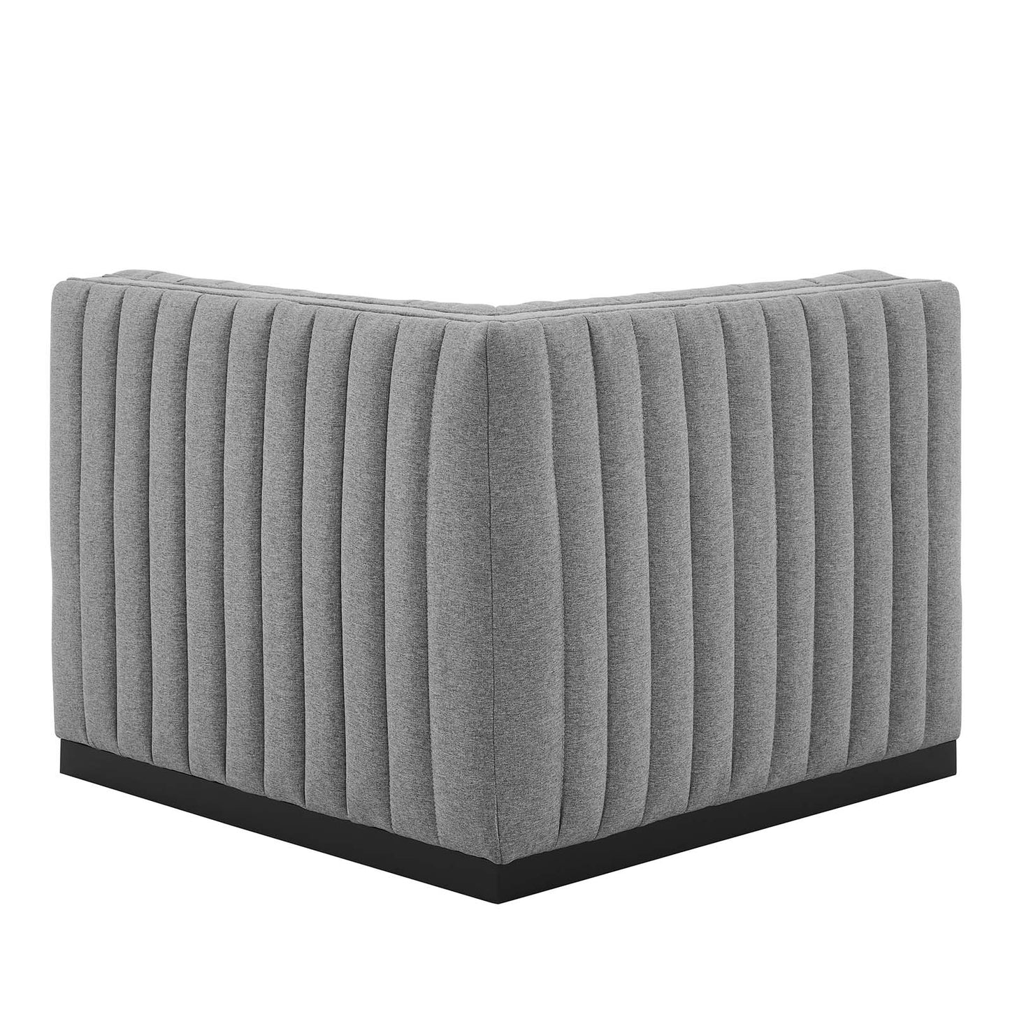 Conjure Channel Tufted Upholstered Fabric Left Corner Chair Black Light Gray EEI-5497-BLK-LGR