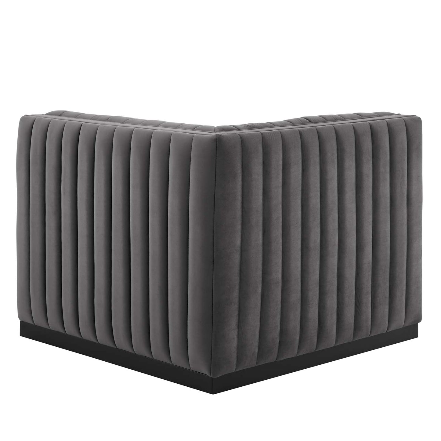 Conjure Channel Tufted Performance Velvet Right Corner Chair Black Gray EEI-5498-BLK-GRY