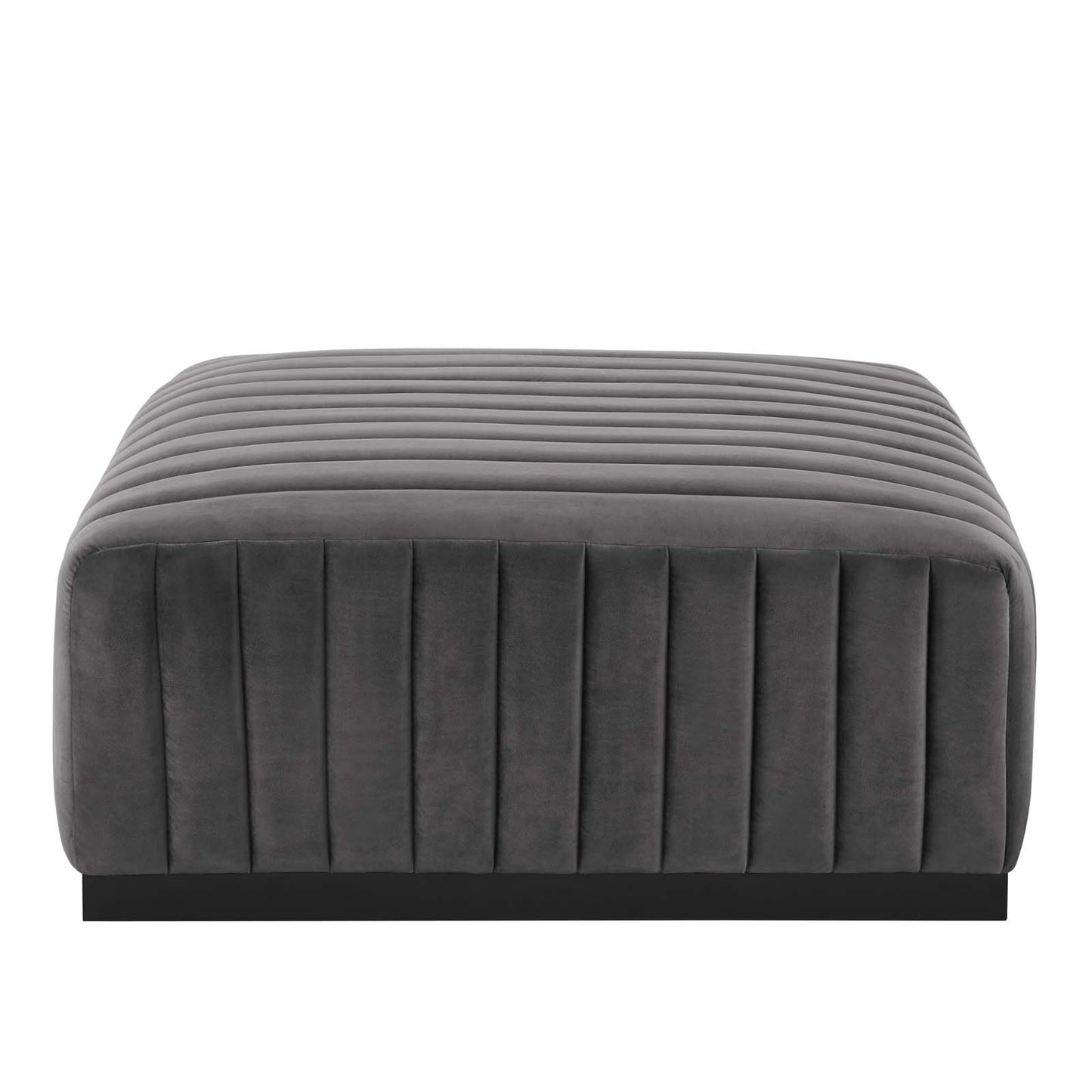 Conjure Channel Tufted Performance Velvet Ottoman Black Gray EEI-5500-BLK-GRY