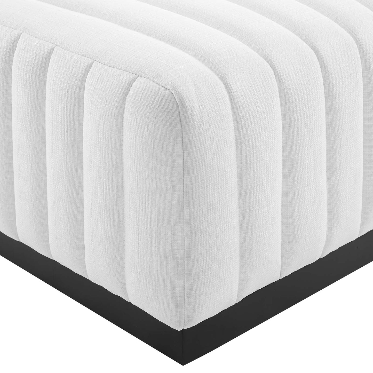 Conjure Channel Tufted Upholstered Fabric Ottoman Black White EEI-5501-BLK-WHI