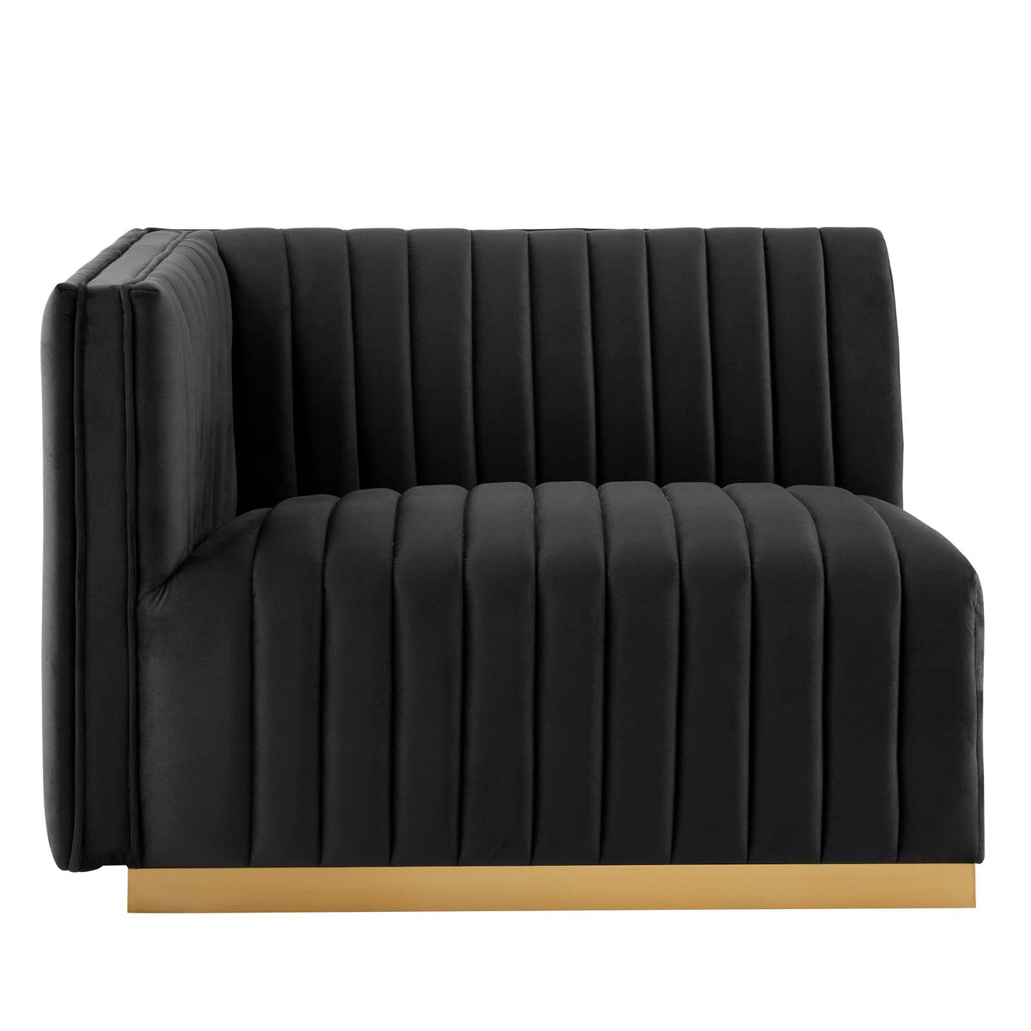 Conjure Channel Tufted Performance Velvet Left-Arm Chair Gold Black EEI-5502-GLD-BLK