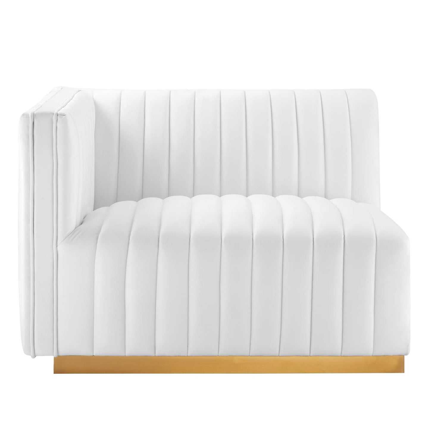 Conjure Channel Tufted Performance Velvet Left-Arm Chair Gold EEI-5502-GLD-WHI