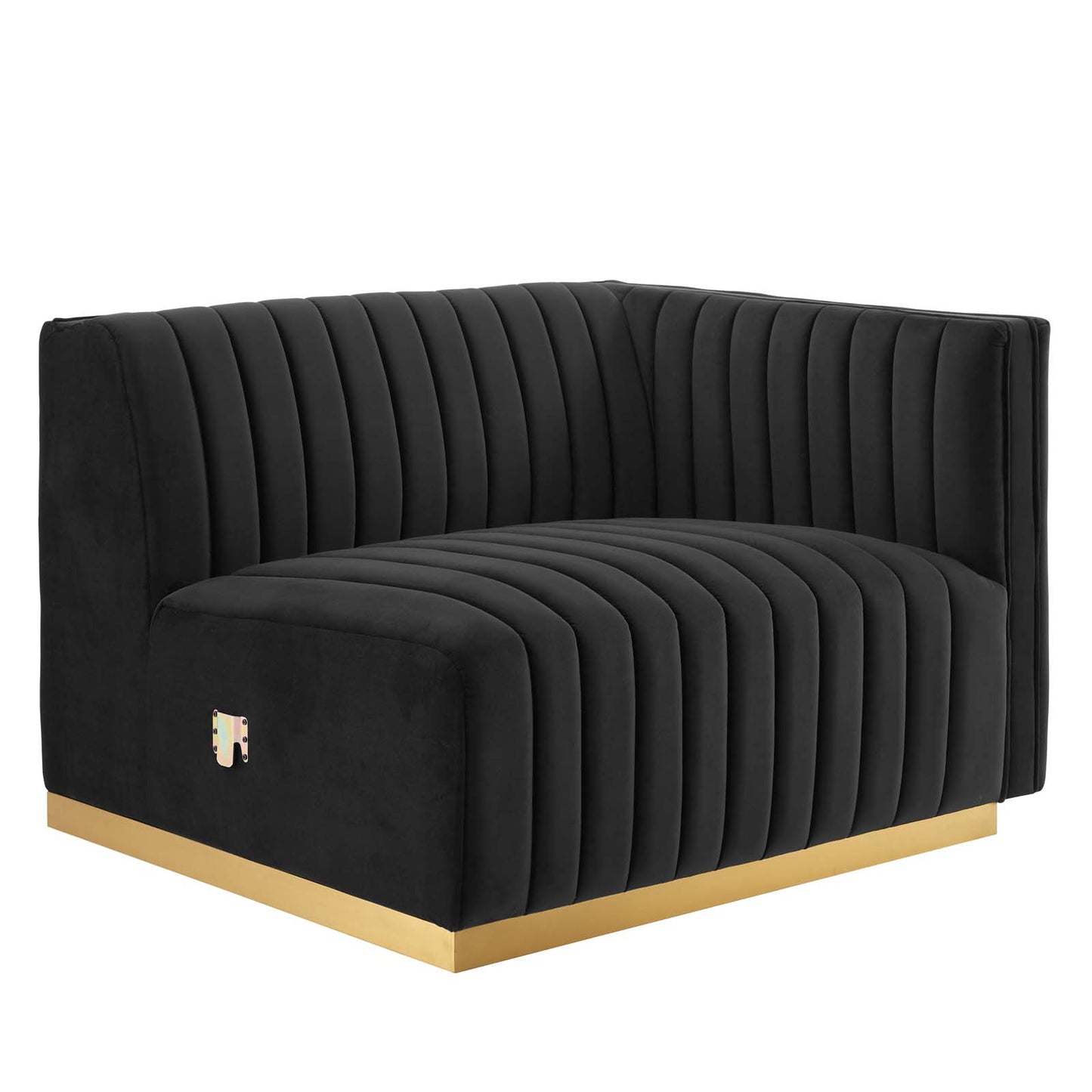 Conjure Channel Tufted Performance Velvet Right-Arm Chair Gold Black EEI-5503-GLD-BLK