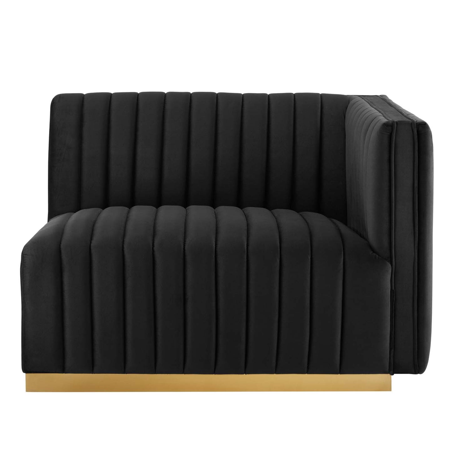 Conjure Channel Tufted Performance Velvet Right-Arm Chair Gold Black EEI-5503-GLD-BLK