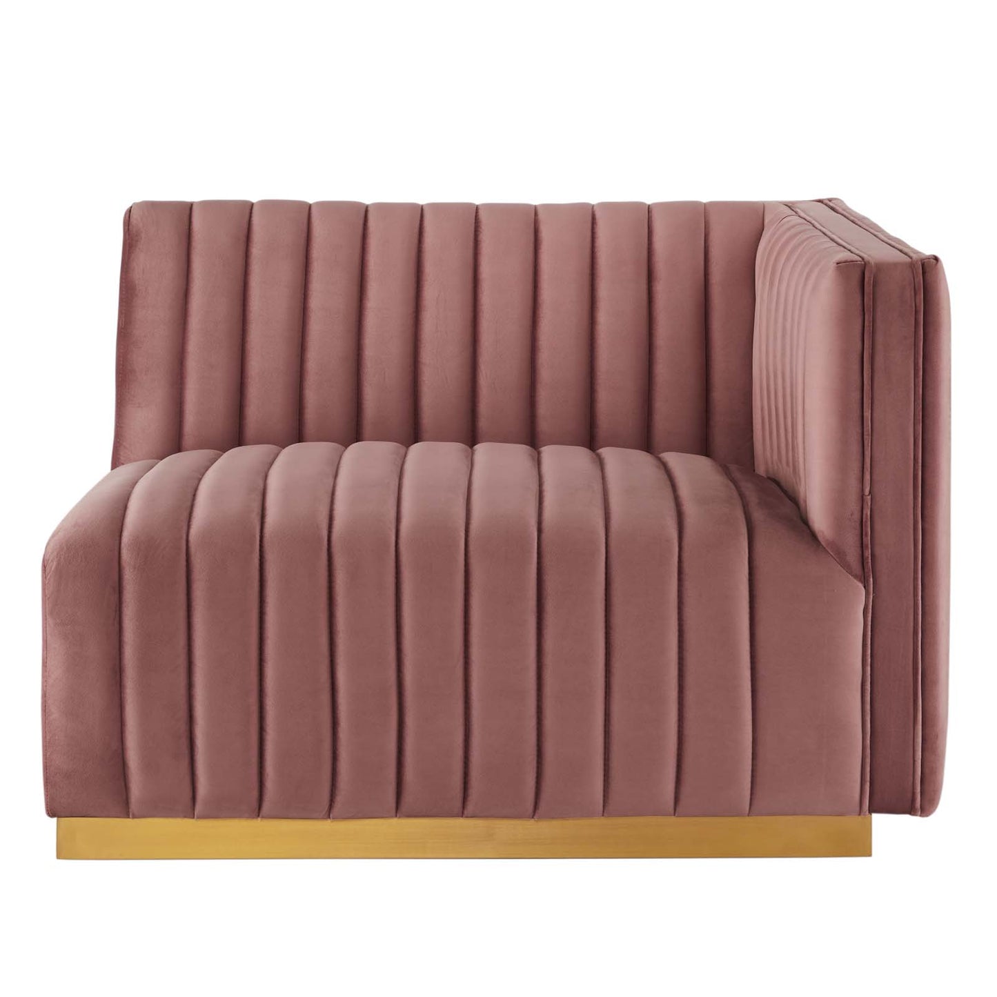 Conjure Channel Tufted Performance Velvet Right-Arm Chair Gold Dusty Rose EEI-5503-GLD-DUS