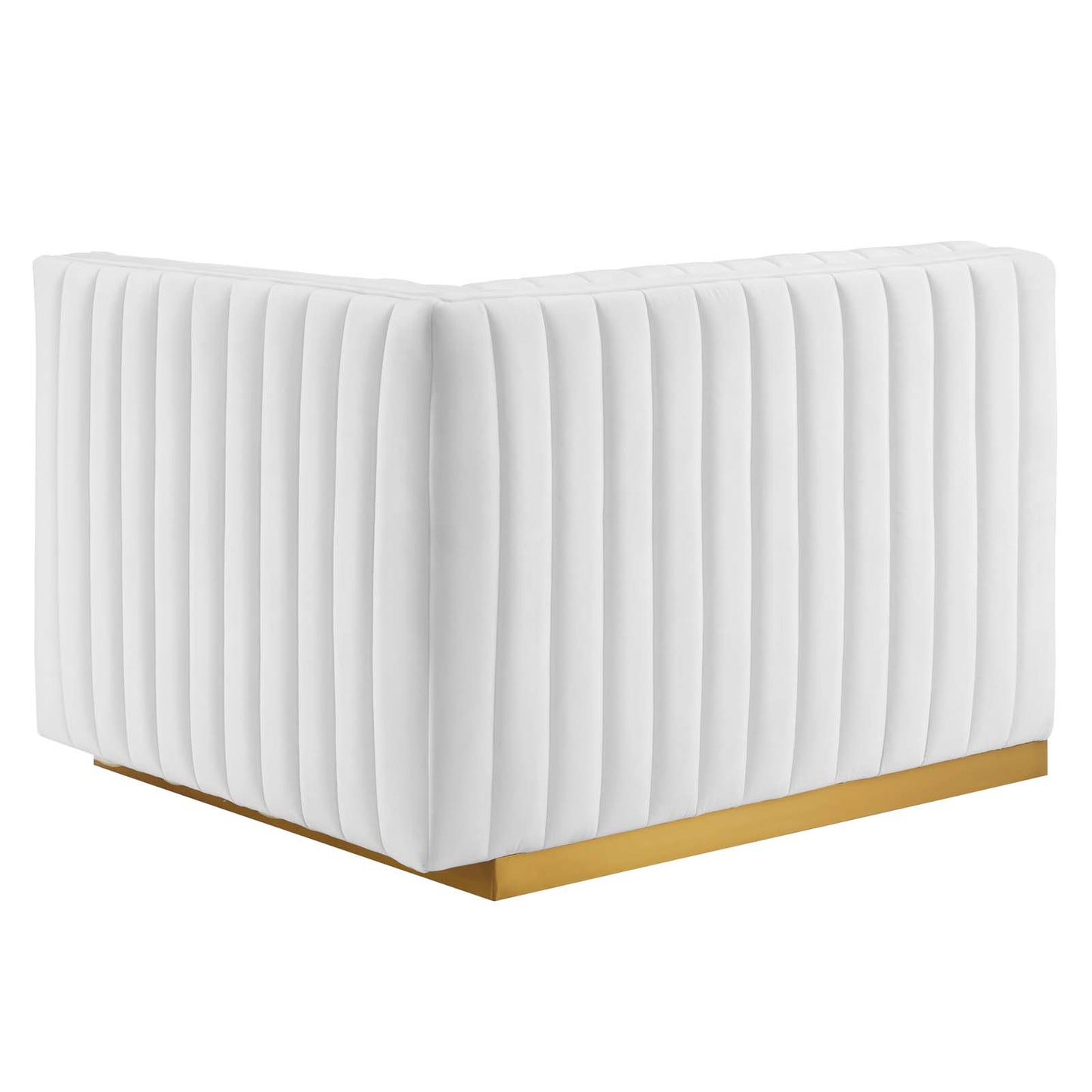 Conjure Channel Tufted Performance Velvet Right-Arm Chair Gold White EEI-5503-GLD-WHI