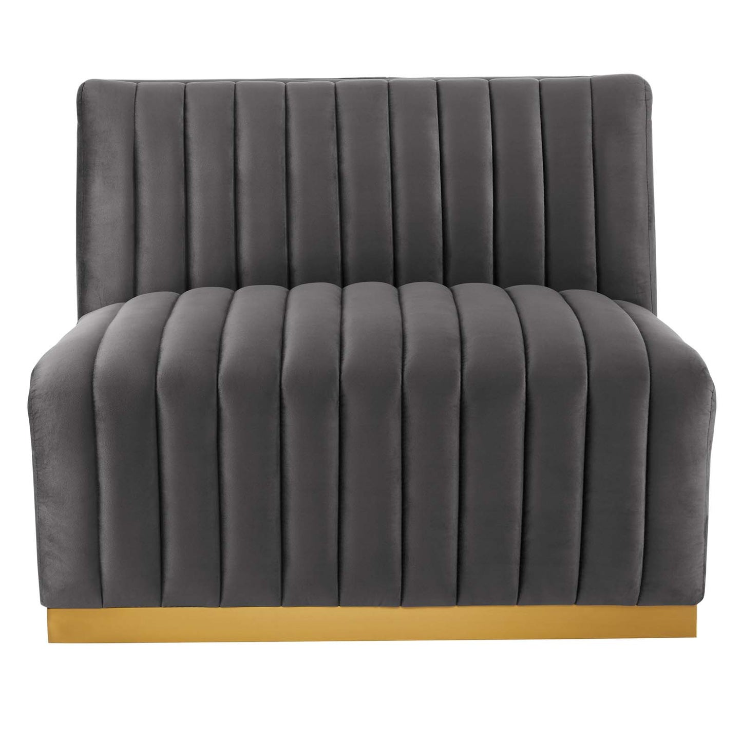 Conjure Channel Tufted Performance Velvet Armless Chair Gold Gray EEI-5504-GLD-GRY